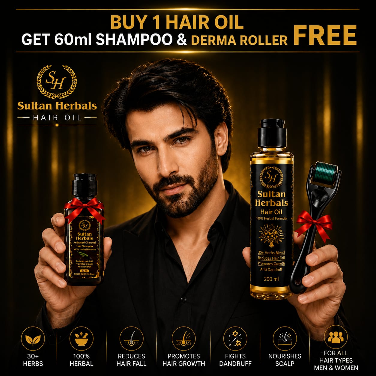 Sultan Herbals Complete Hair Care Kit (3-in-1 Special Offer)