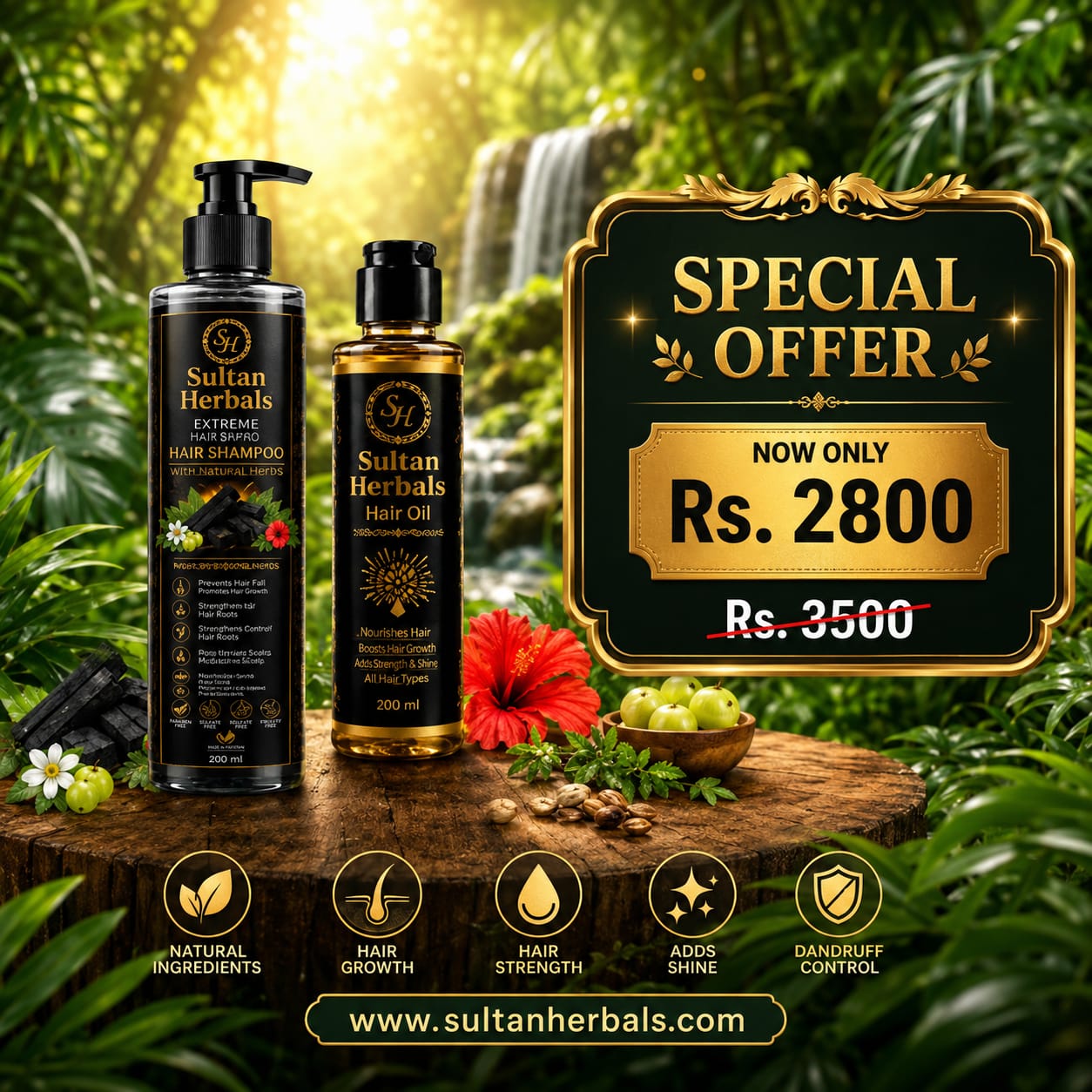 Sultan Herbals Hair Care Combo - Extreme Hair Shampoo & Premium Hair Oil 🌿