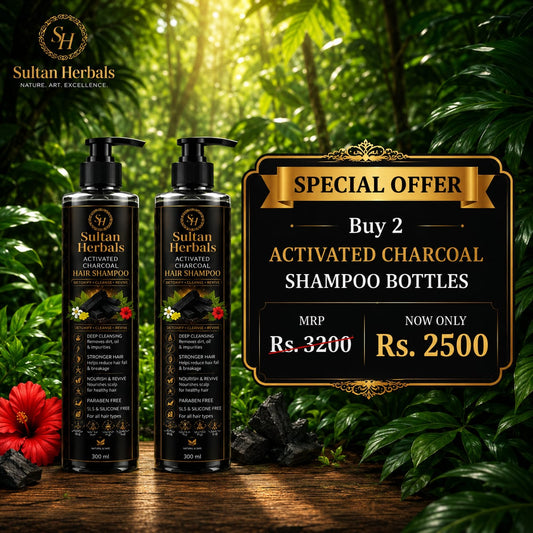 "Sultan Herbals Activated Charcoal Hair Shampoo - Buy 2 Pack Deal"?