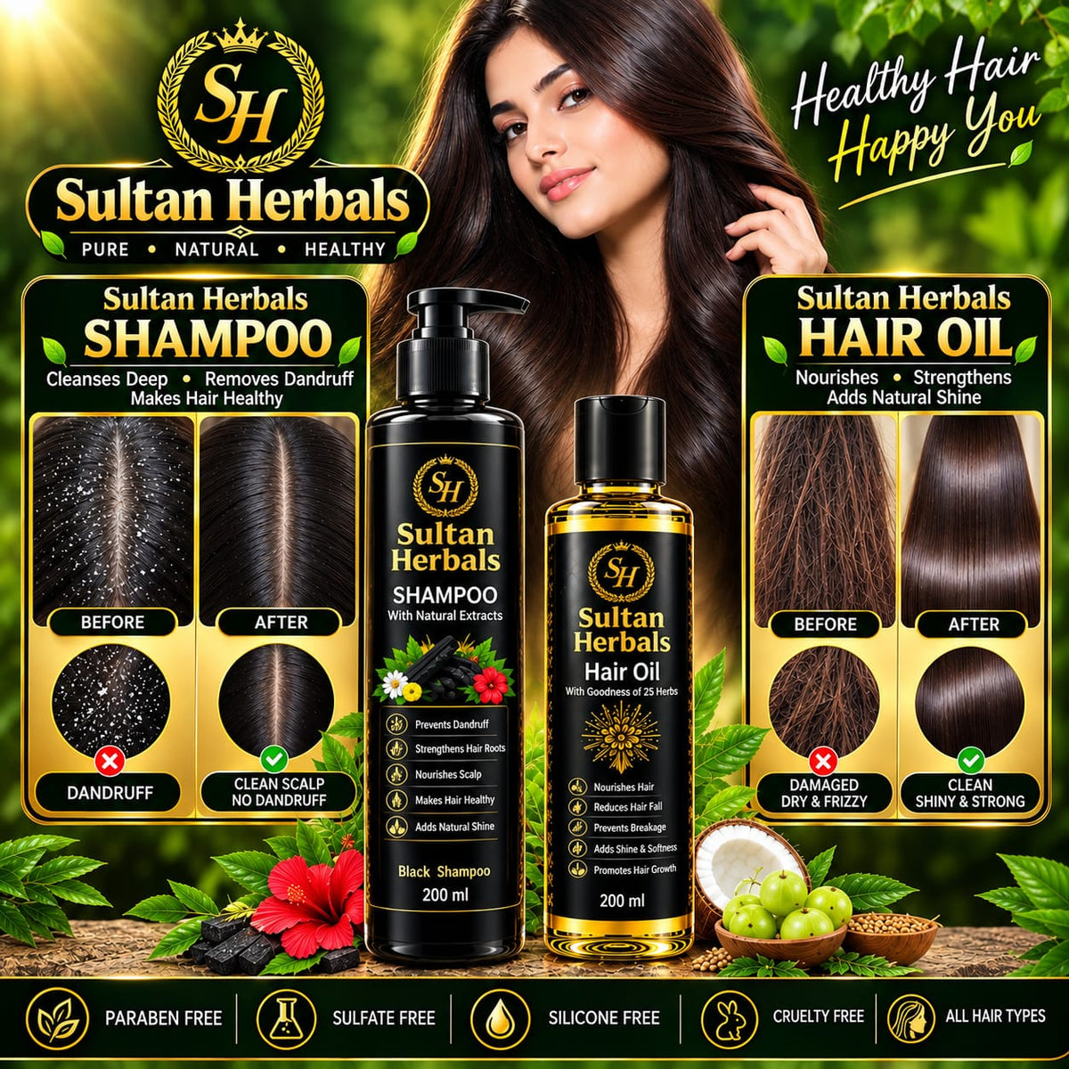 Sultan Herbals Hair Care Combo Bundle