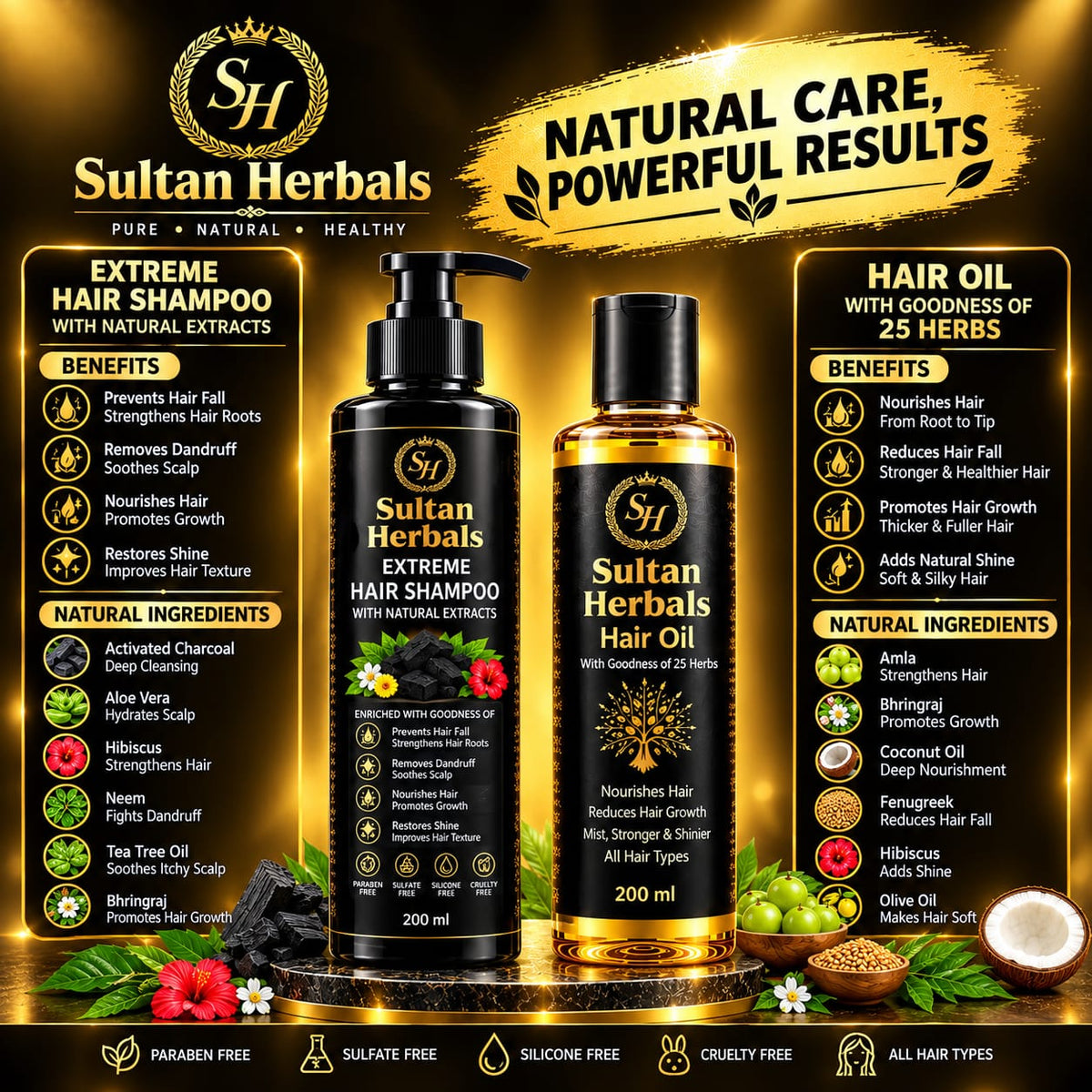 Sultan Herbals Hair Care Combo Bundle