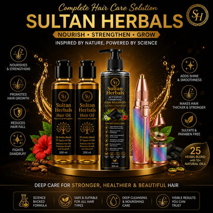 Sultan Herbals Mega Deal (Buy 2 Hair Oil Bottles & Get 1 Shampoo + 1 Trimmer FREE)