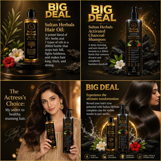 Sultan Herbals Hair Care Combo - Extreme Hair Shampoo & Premium Hair Oil 🌿